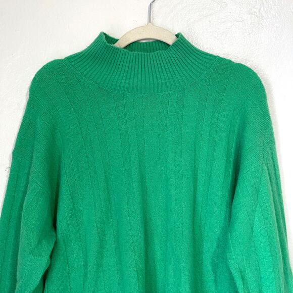 J.CREW Ribbed Wool Alpaca Blend Mockneck Sweater in Soft Yarn in Green Size M - Picture 4 of 10